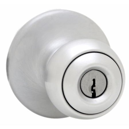 Kwikset Security Series Polo Single Cylinder Keyed Entry Door Knobset Satin Chrome 400P-26D